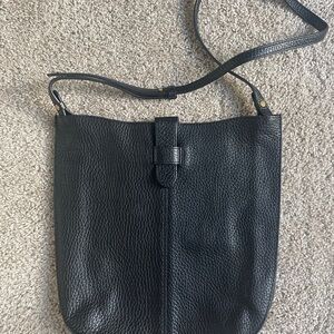 Banana Republic Black Pebbled Leather Crossbody Bag